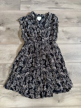 MAEVE Anthropologie Elephant Faux Wrap Dress Size XSP